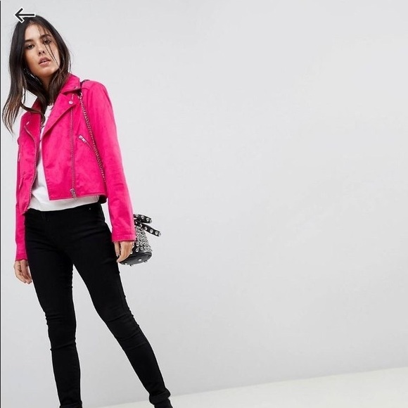 $2️⃣0️⃣Hot pink Suede biker jacket - Picture 2 of 2